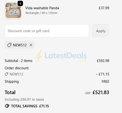 Screenshot of the Woven discount code working