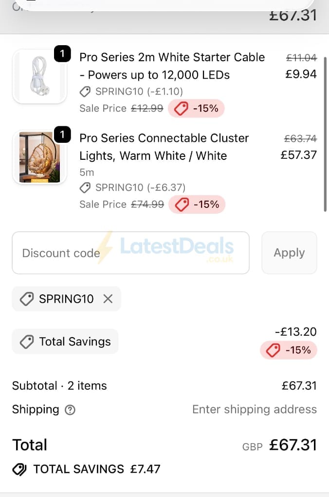 Screenshot of the We R Christmas discount code working