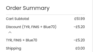 Screenshot of the ProSwimwear discount code working