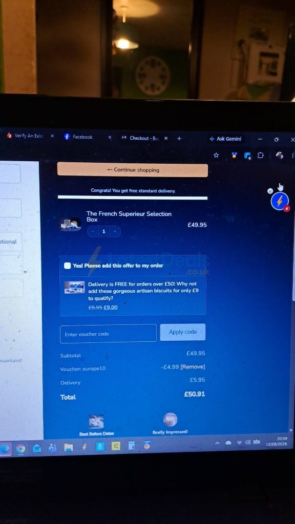Screenshot of the Pong Cheese discount code working