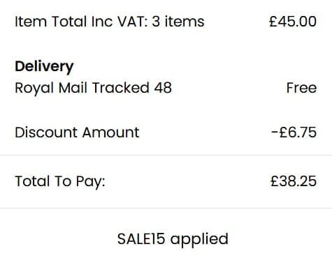 Screenshot of the Klass discount code working