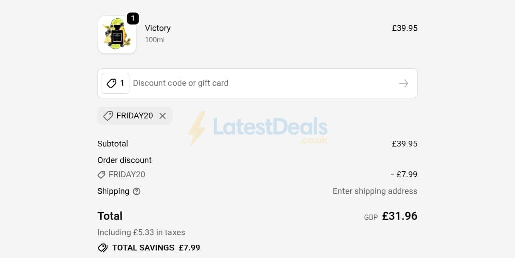 Screenshot of the The Fragrance World discount code working