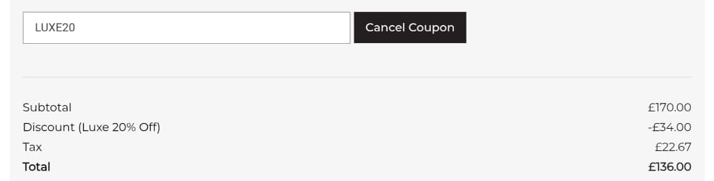 Screenshot of the Rainbow Club discount code working
