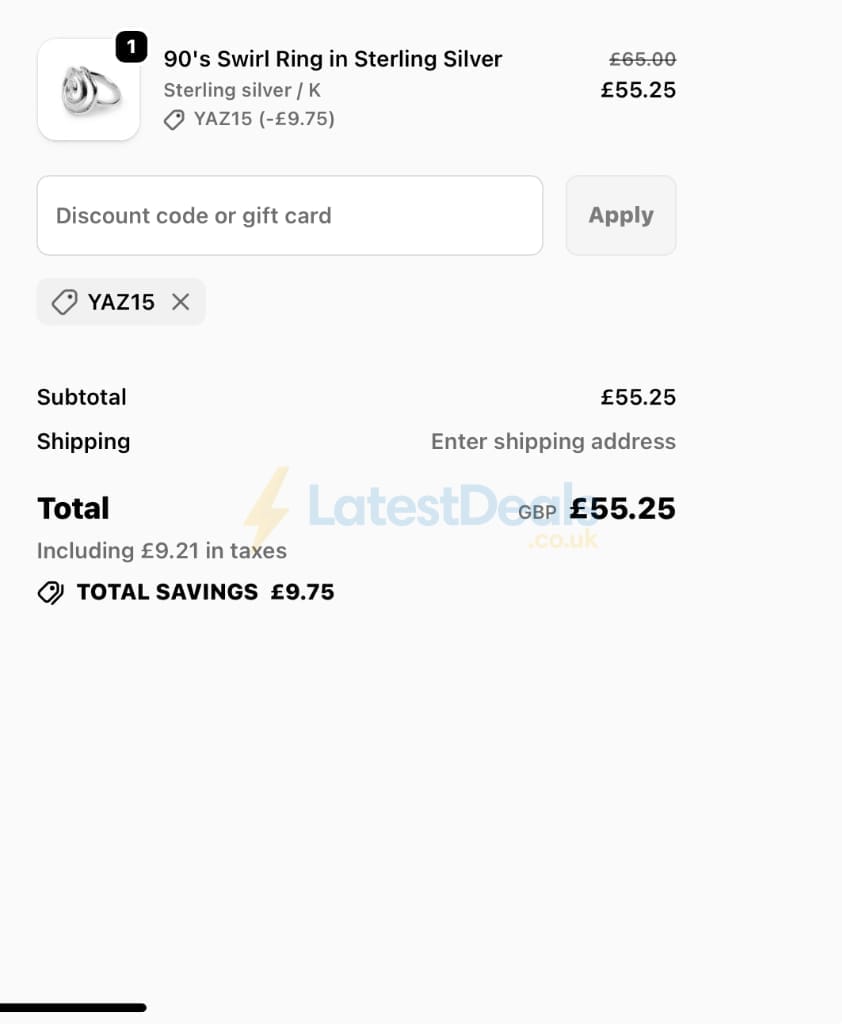 Screenshot of the Henryka discount code working