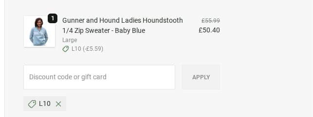 Screenshot of the John Norris discount code working