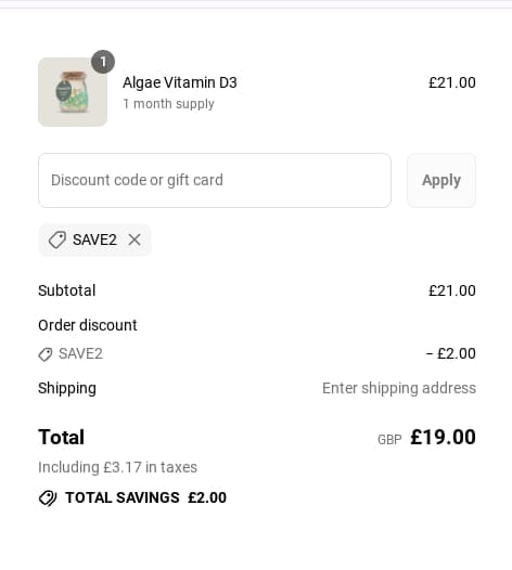 Screenshot of the Nothing Fishy discount code working