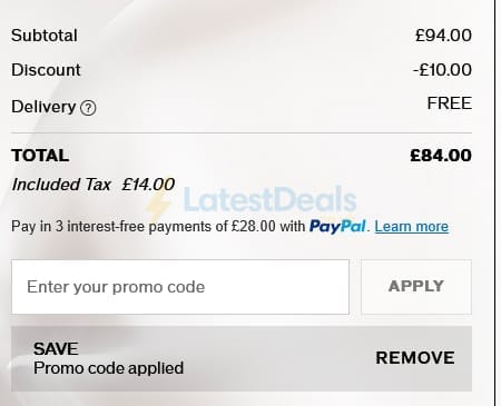 Screenshot of the Shiseido discount code working