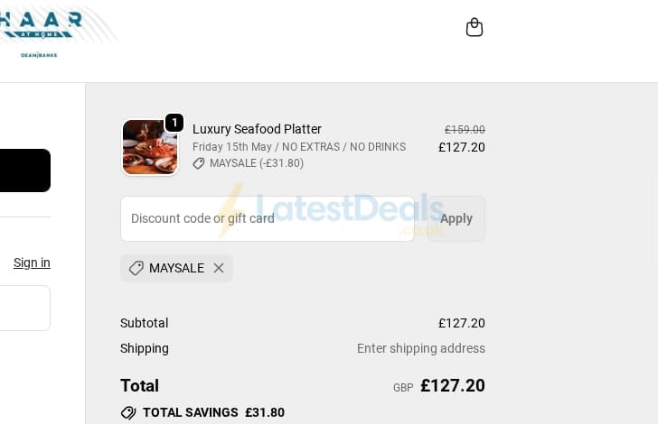 Screenshot of the Haar at Home discount code working