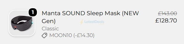 Screenshot of the Manta Sleep discount code working