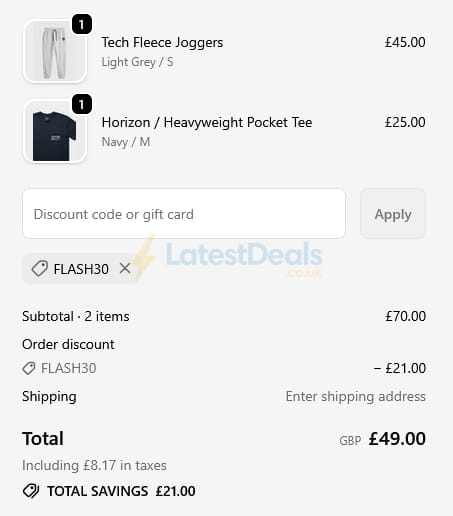 Screenshot of the High Hope discount code working