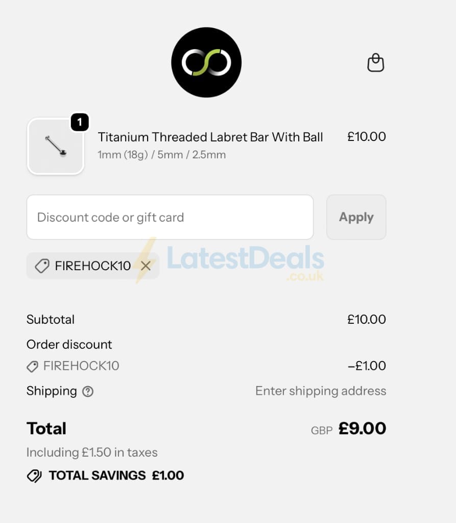 Screenshot of the Stretch It Body Jewellery discount code working
