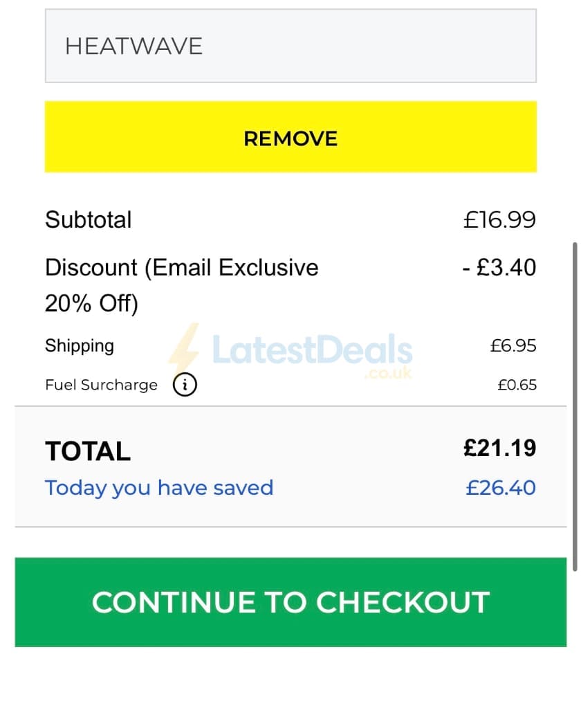 Screenshot of the Net World Sports discount code working