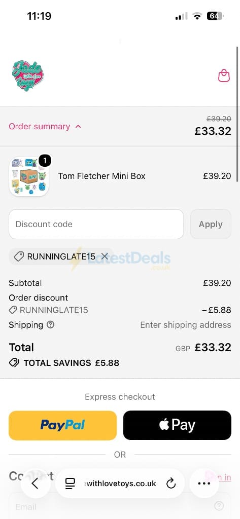 Screenshot of the Jade With Love Toys discount code working