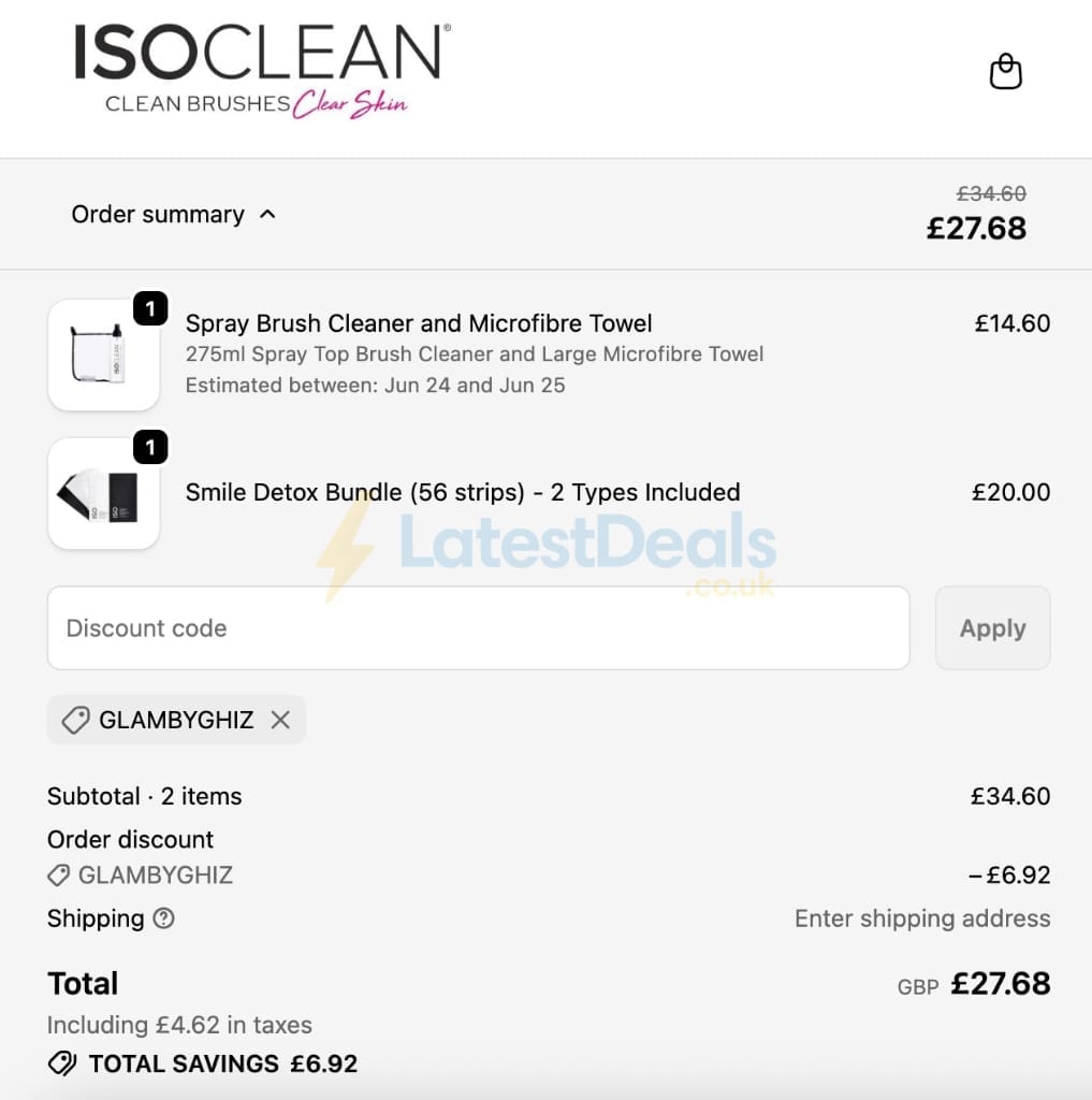 Screenshot of the ISO Clean discount code working