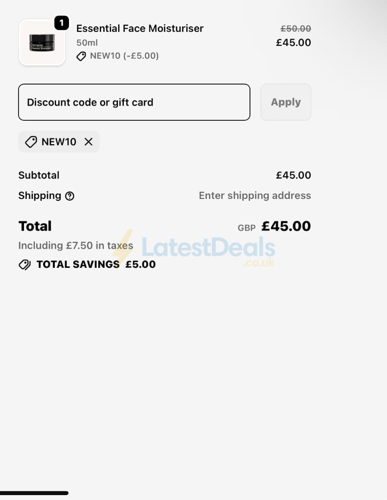 Screenshot of the Slow Ageing discount code working