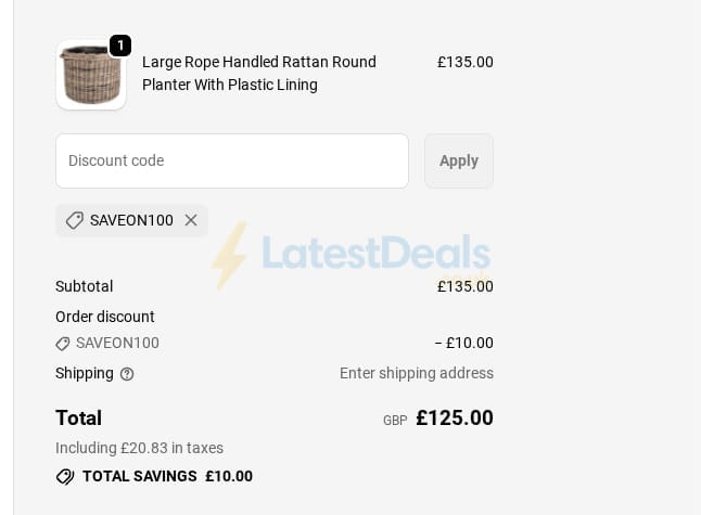 Screenshot of the Wovenhill discount code working