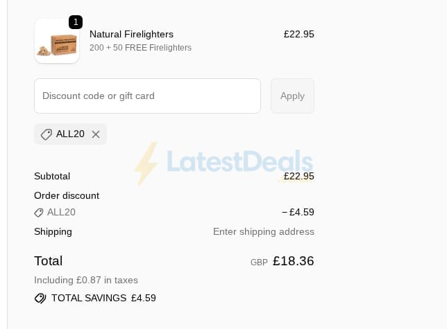 Screenshot of the Lekto Wood Fuels discount code working