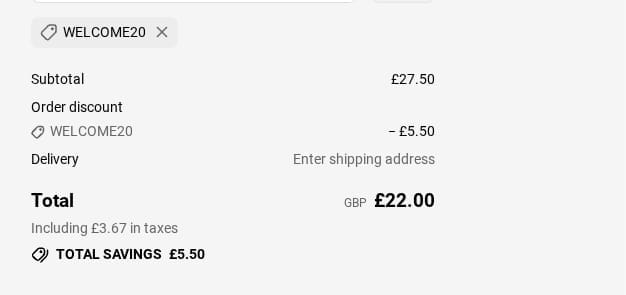 Screenshot of the Misfits discount code working