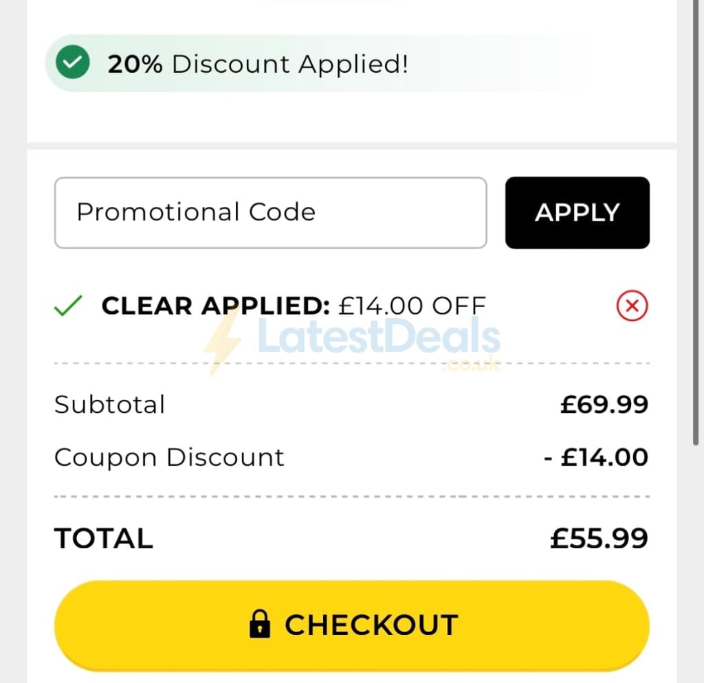 Screenshot of the TJC discount code working