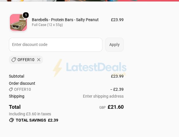 Screenshot of the Snackfully discount code working