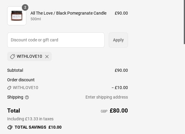Screenshot of the Seven Seventeen discount code working