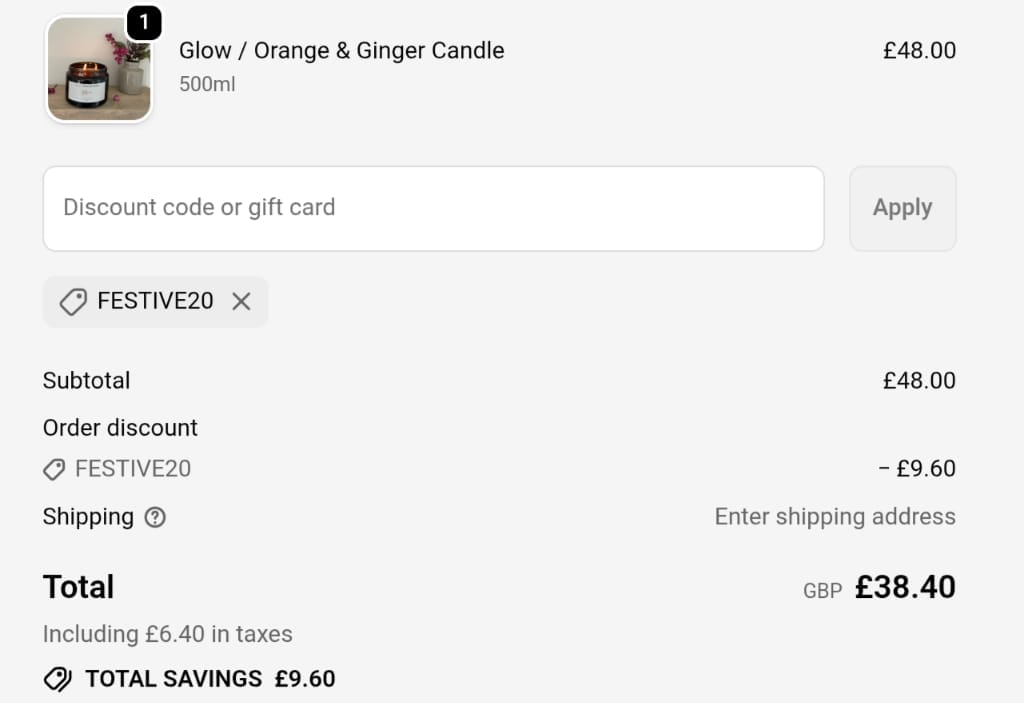 Screenshot of the Seven Seventeen discount code working