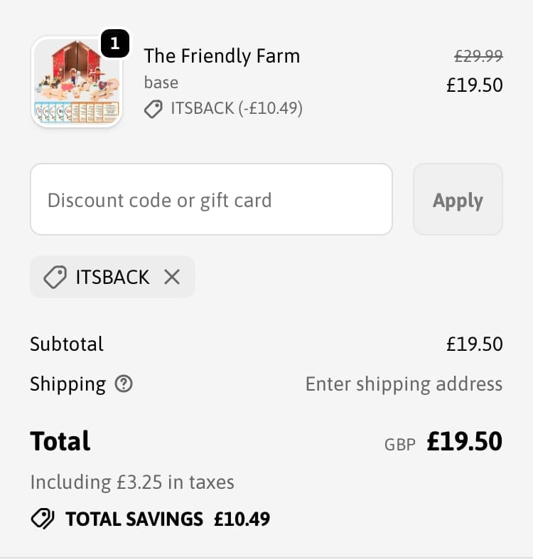 Screenshot of the Jaques London discount code working