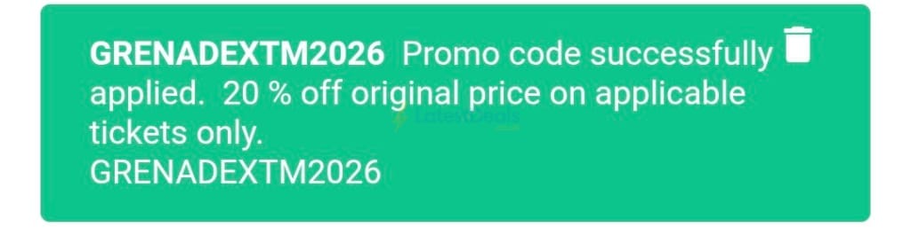 Screenshot of the Tough Mudder discount code working