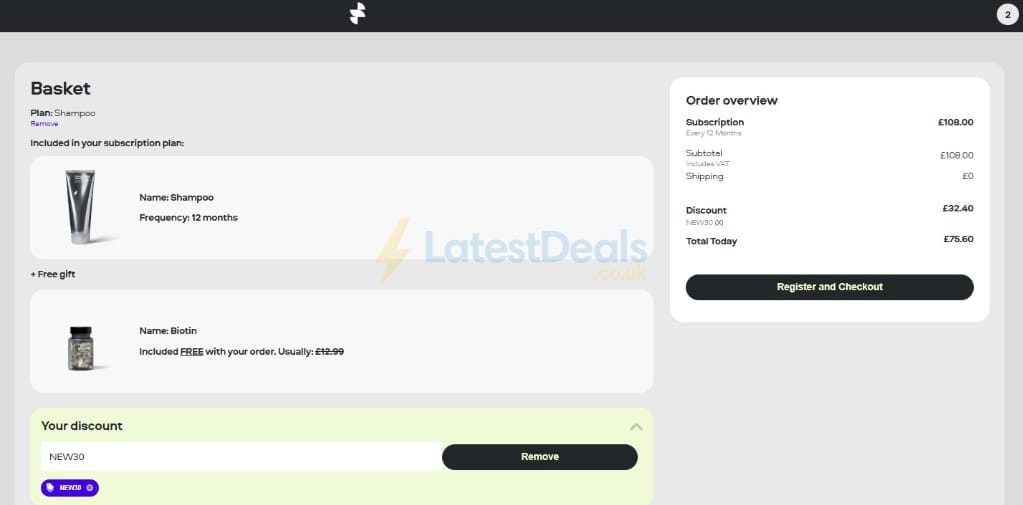 Screenshot of the Sons discount code working