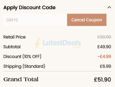 Screenshot of the Gnoce discount code working