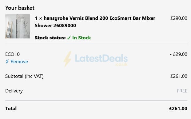 Screenshot of the Plumbworld discount code working
