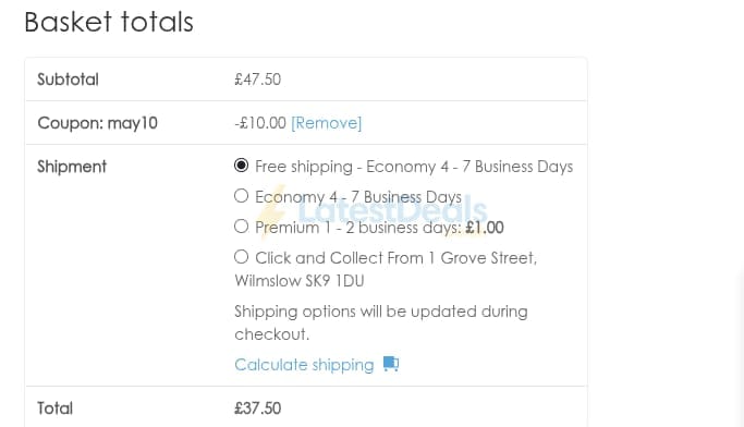 Screenshot of the The RERs Group discount code working