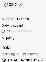 Screenshot of the Zitsticka discount code working