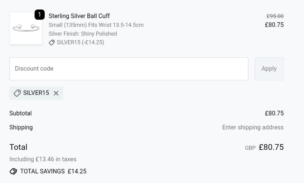 Screenshot of the Hersey discount code working