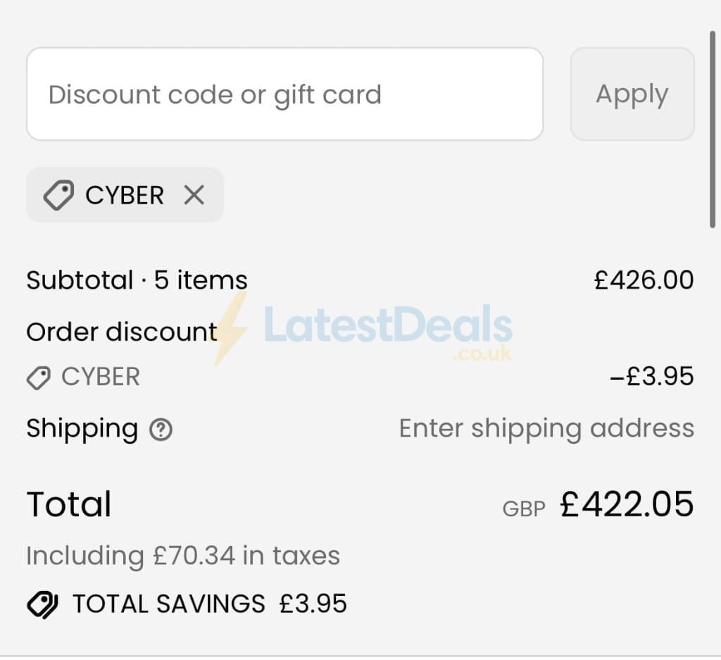 Screenshot of the Pretavoir discount code working