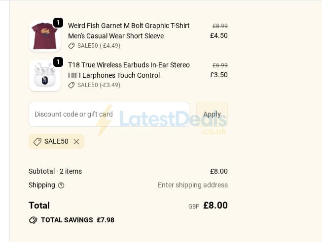 Screenshot of the Newlife the Charity discount code working