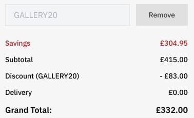 Screenshot of the BrandAlley discount code working