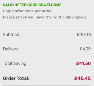 Screenshot of the Gardening Direct discount code working
