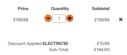 Screenshot of the Agadon discount code working