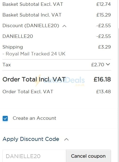 Screenshot of the BioCare discount code working