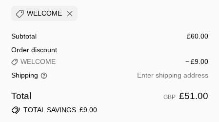 Screenshot of the Zing Organics discount code working