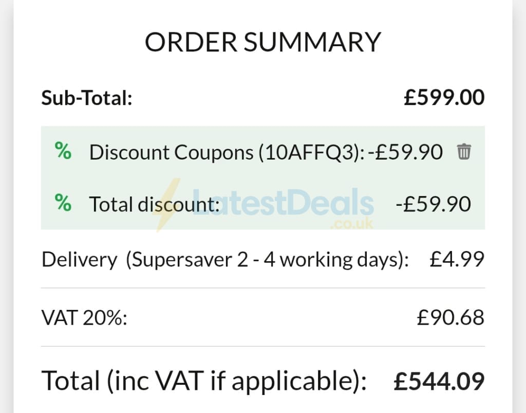 Screenshot of the Advanced MP3 Players discount code working