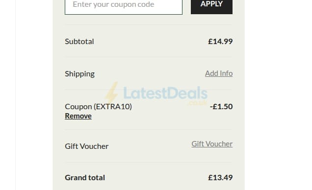Screenshot of the J Parkers discount code working
