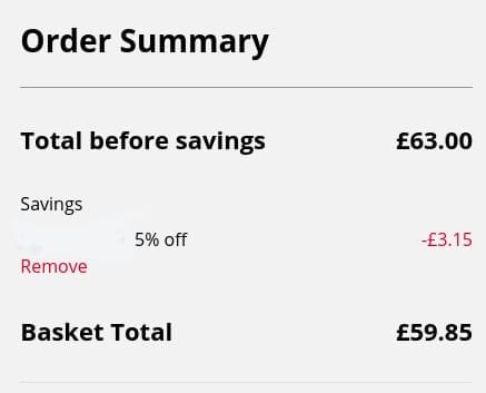Screenshot of the Kickers discount code working