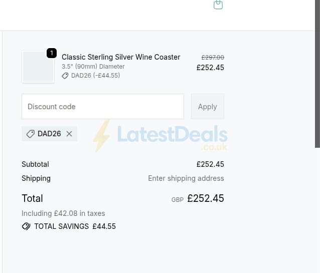 Screenshot of the Hersey discount code working