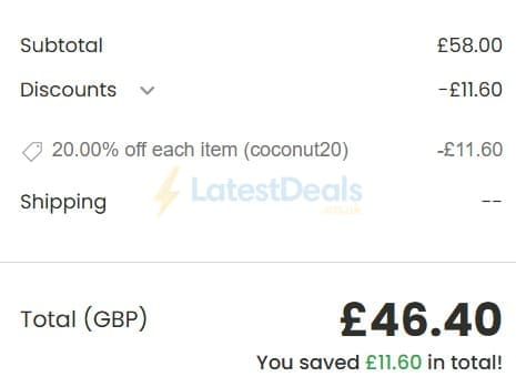 Screenshot of the Odylique discount code working