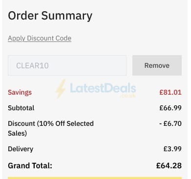 Screenshot of the BrandAlley discount code working