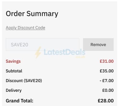 Screenshot of the BrandAlley discount code working