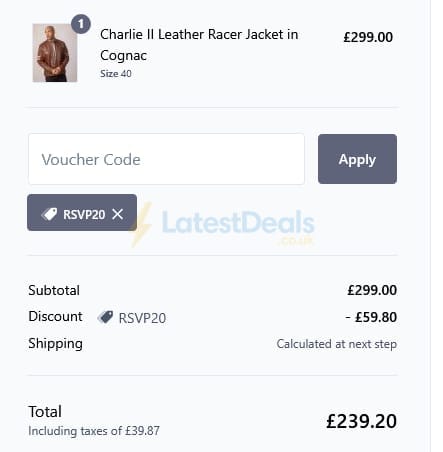 Screenshot of the Lakeland Leather discount code working