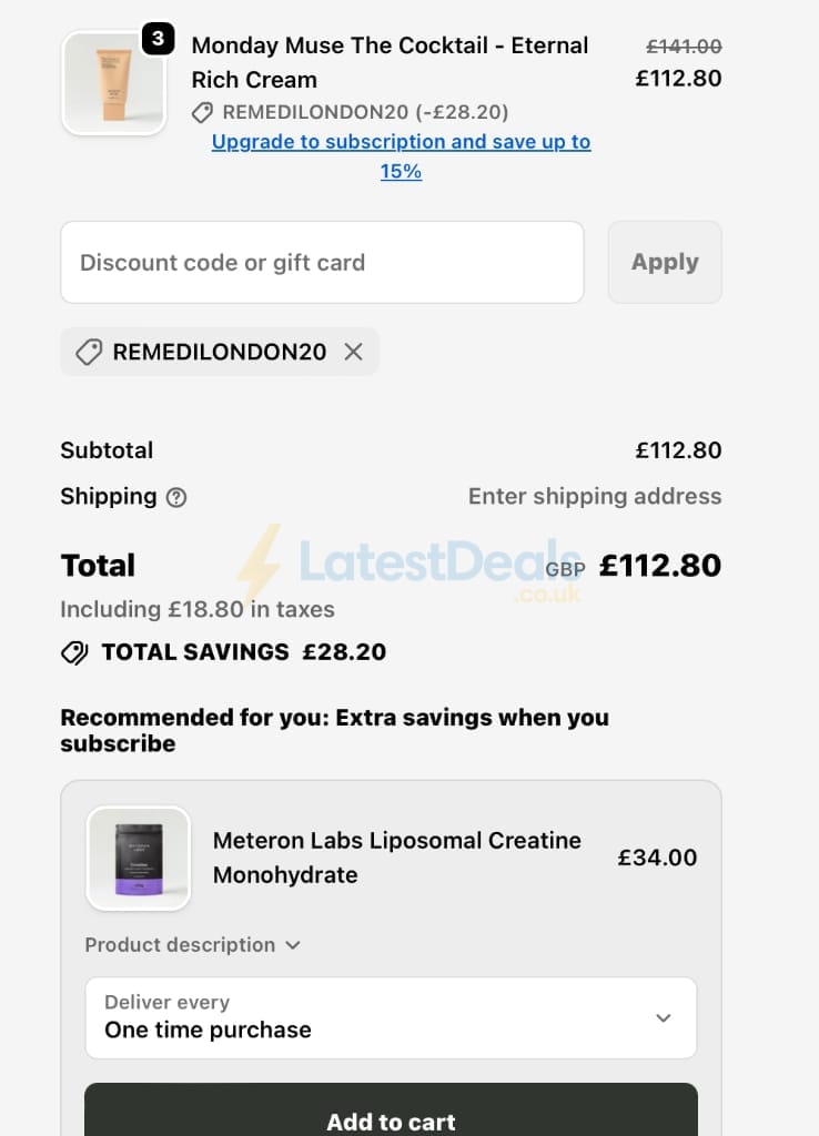 Screenshot of the W-Wellness discount code working